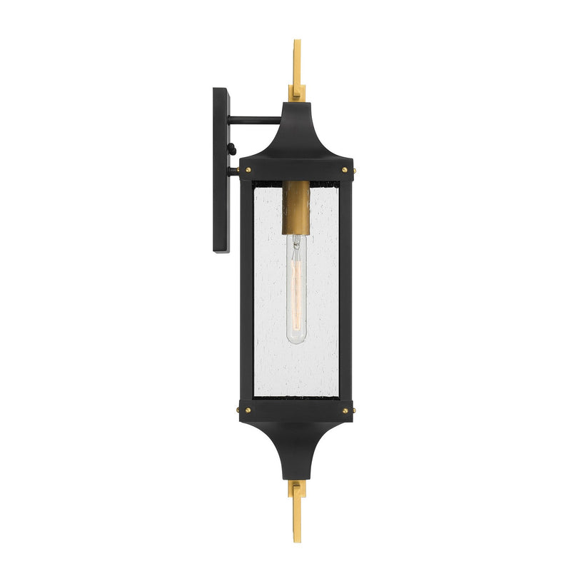 Savoy House 5-279-144 One Light Outdoor Wall Lantern, Matte Black/Weathered Brushed Brass (5)