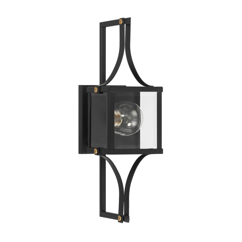 Savoy House 5-473-144 One Light Outdoor Wall Lantern, Matte Black/Weathered Brushed Brass (2)