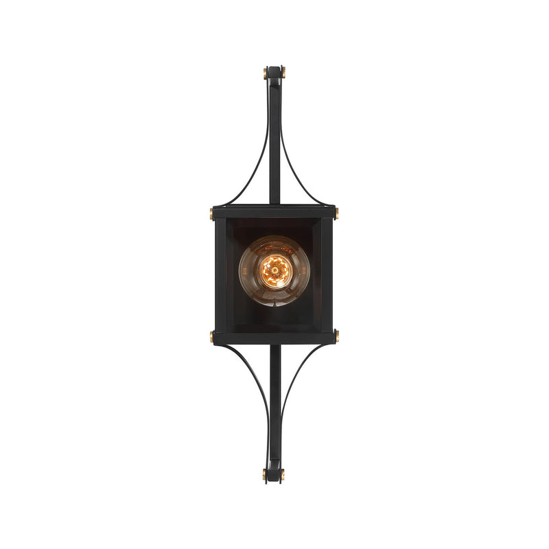 Savoy House 5-473-144 One Light Outdoor Wall Lantern, Matte Black/Weathered Brushed Brass (3)