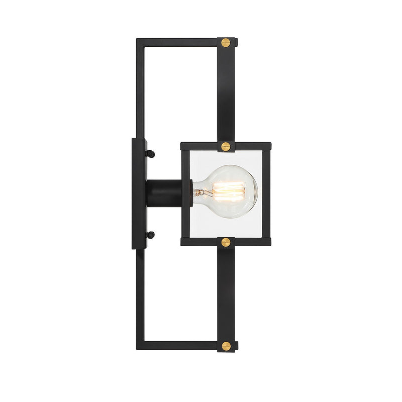 Savoy House 5-473-144 One Light Outdoor Wall Lantern, Matte Black/Weathered Brushed Brass (5)