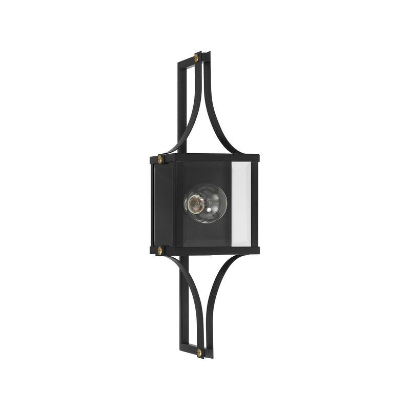 Savoy House 5-474-144 One Light Outdoor Wall Lantern, Matte Black/Weathered Brushed Brass (2)
