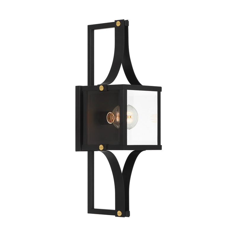 Savoy House 5-474-144 One Light Outdoor Wall Lantern, Matte Black/Weathered Brushed Brass (4)