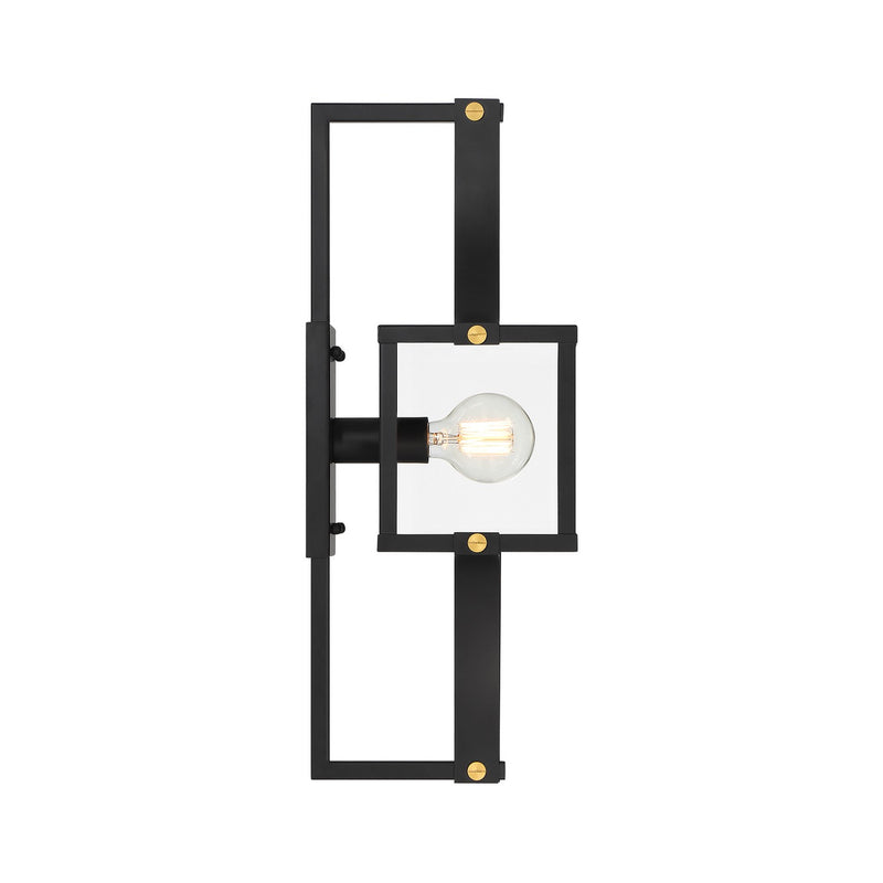Savoy House 5-474-144 One Light Outdoor Wall Lantern, Matte Black/Weathered Brushed Brass (5)
