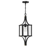 Savoy House 5-475-144 One Light Outdoor Hanging Lantern, Matte Black/Weathered Brushed Brass (2)