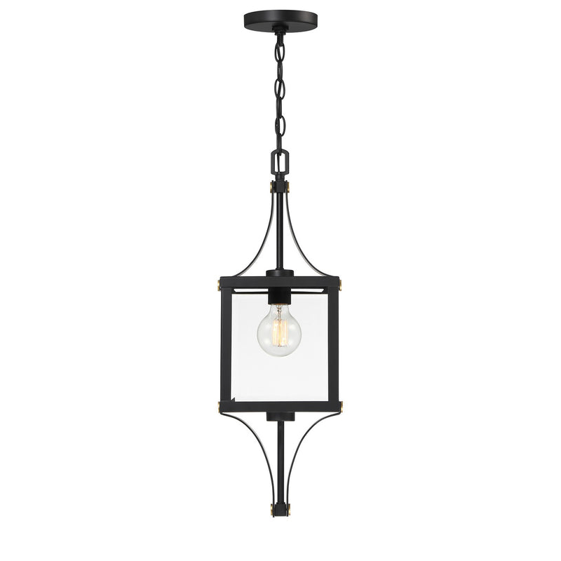 Savoy House 5-475-144 One Light Outdoor Hanging Lantern, Matte Black/Weathered Brushed Brass (3)