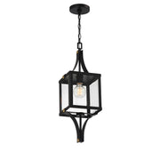Savoy House 5-475-144 One Light Outdoor Hanging Lantern, Matte Black/Weathered Brushed Brass (5)