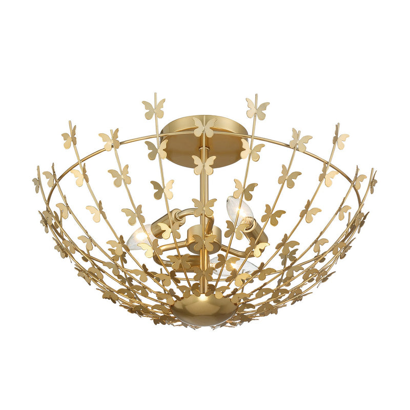 Savoy House 6-4198-3-171 Three Light Semi-Flush Mount, Burnished Brass (4)
