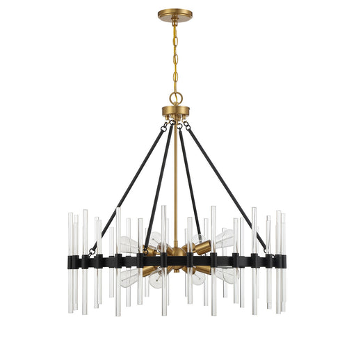 Savoy House 7-1937-8-143 Eight Light Pendant, Matte Black w/Warm Brass (2)