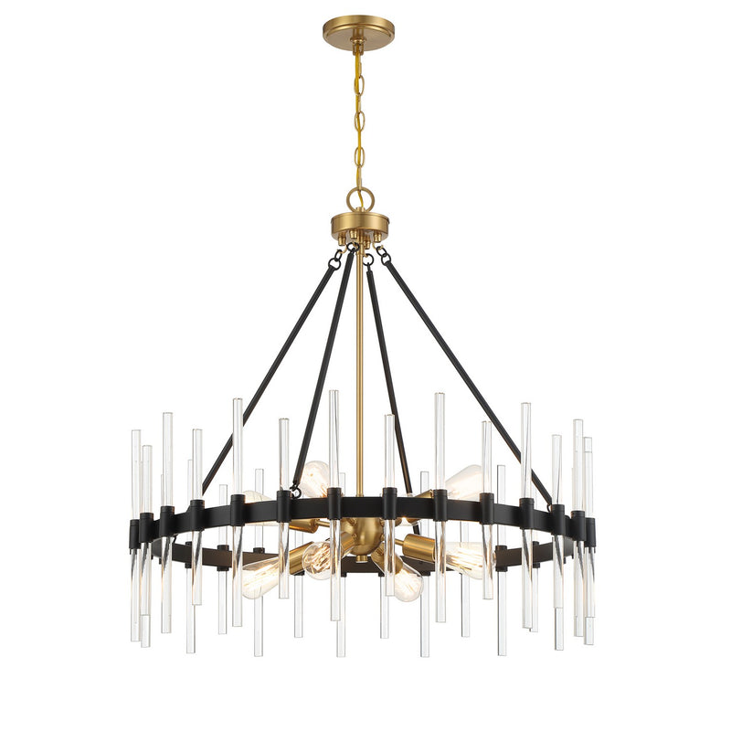 Savoy House 7-1937-8-143 Eight Light Pendant, Matte Black w/Warm Brass (3)