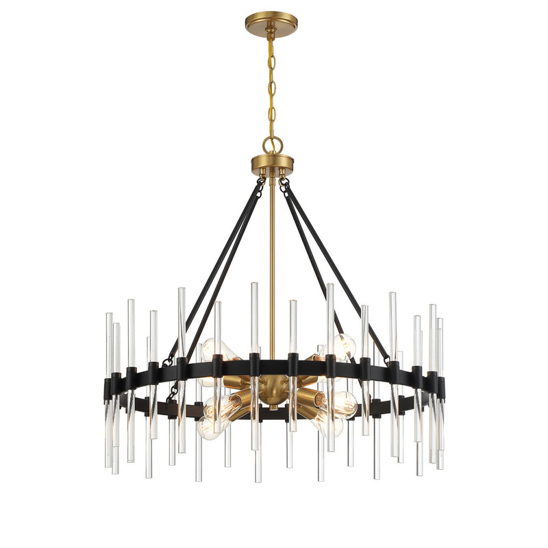 Savoy House 7-1937-8-143 Eight Light Pendant, Matte Black w/Warm Brass (5)