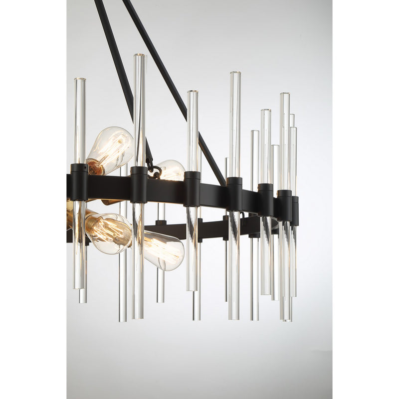 Savoy House 7-1937-8-143 Eight Light Pendant, Matte Black w/Warm Brass (6)