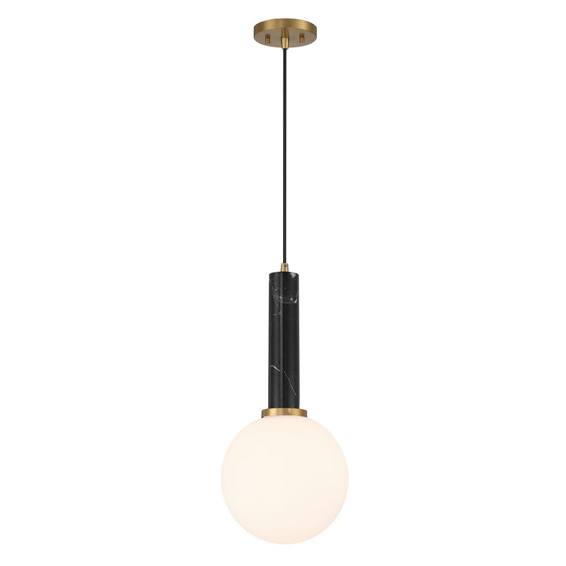 Savoy House 7-2902-1-263 One Light Pendant, Black Marble w/Warm Brass (3)