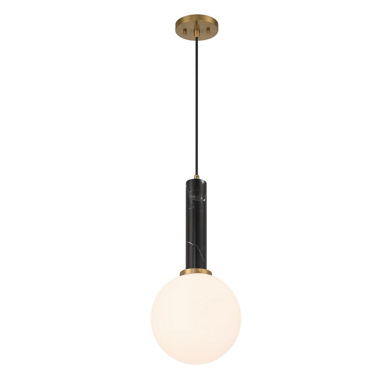 Savoy House 7-2902-1-263 One Light Pendant, Black Marble w/Warm Brass (4)
