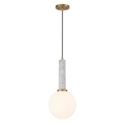 Savoy House 7-2902-1-264 One Light Pendant, White Marble w/Warm Brass (3)