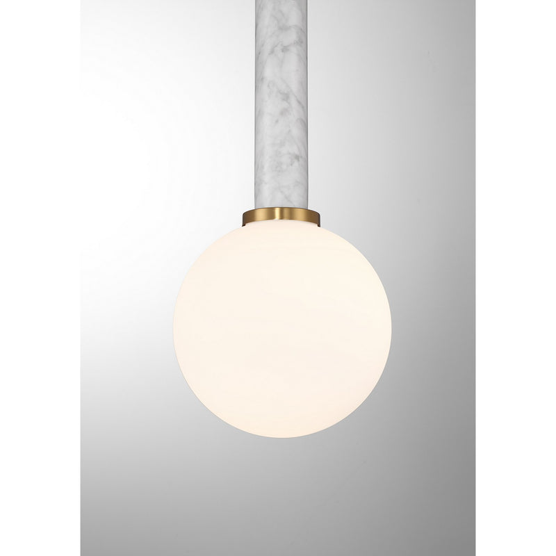Savoy House 7-2902-1-264 One Light Pendant, White Marble w/Warm Brass (5)