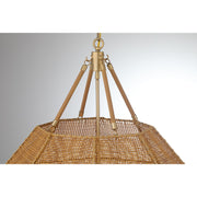 Savoy House 7-5106-5-177 Five Light Pendant, Burnished Brass/Rattan (6)