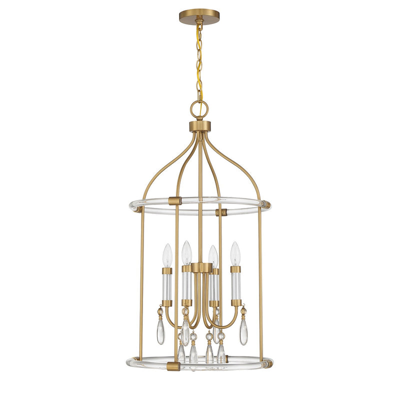 Savoy House 7-7714-4-195 Four Light Pendant, Warm Brass/Chrome (2)
