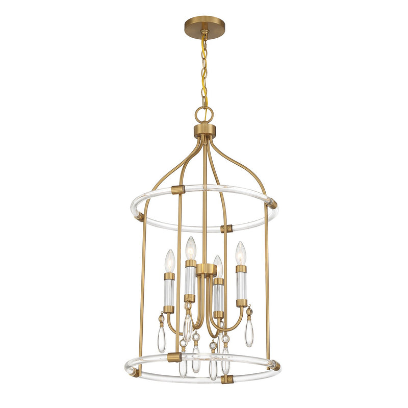 Savoy House 7-7714-4-195 Four Light Pendant, Warm Brass/Chrome (4)
