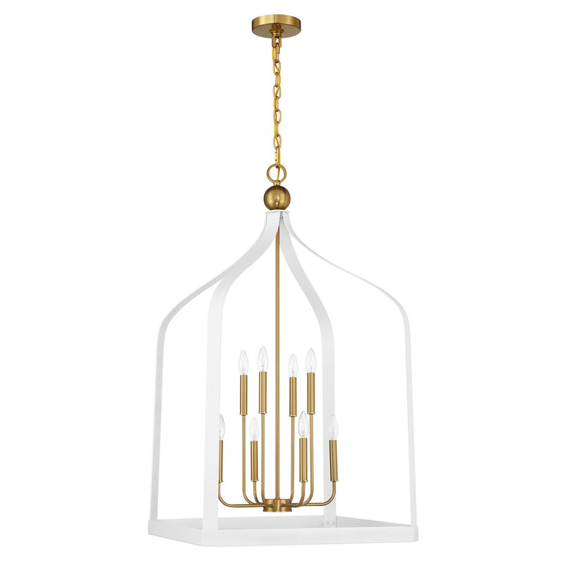Savoy House 7-7800-8-142 Eight Light Pendant, White w/Warm Brass (2)