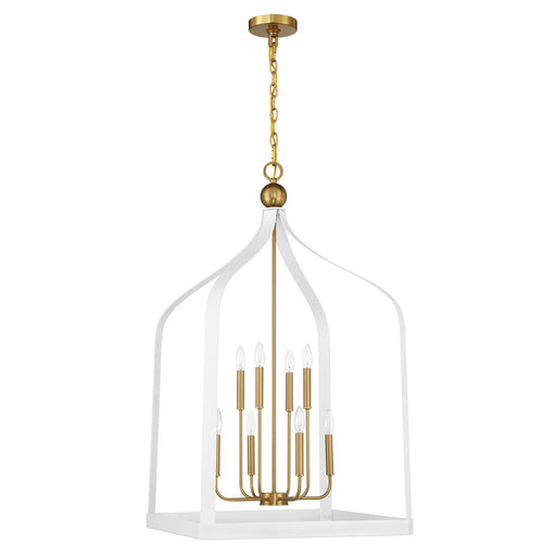 Savoy House 7-7800-8-142 Eight Light Pendant, White w/Warm Brass (2)
