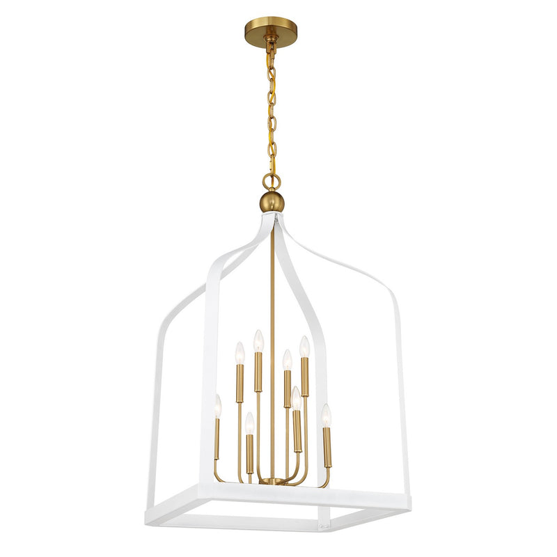 Savoy House 7-7800-8-142 Eight Light Pendant, White w/Warm Brass (3)