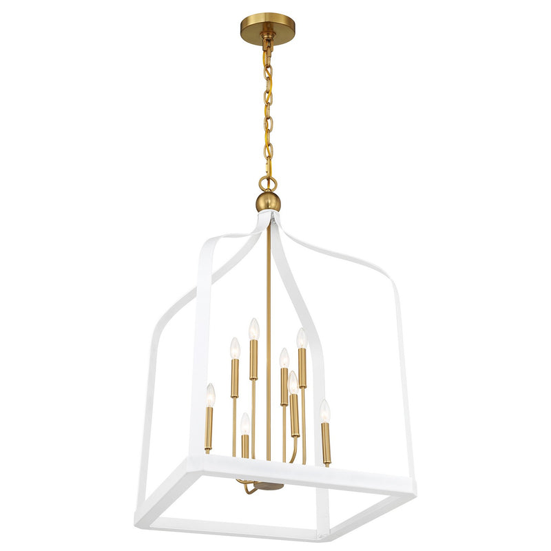 Savoy House 7-7800-8-142 Eight Light Pendant, White w/Warm Brass (4)