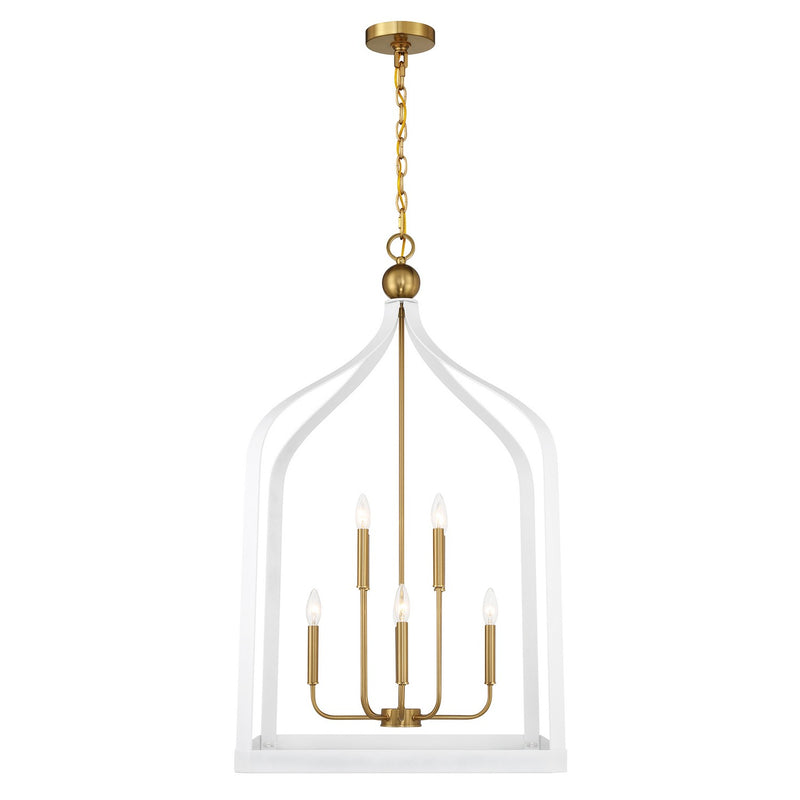 Savoy House 7-7800-8-142 Eight Light Pendant, White w/Warm Brass (5)