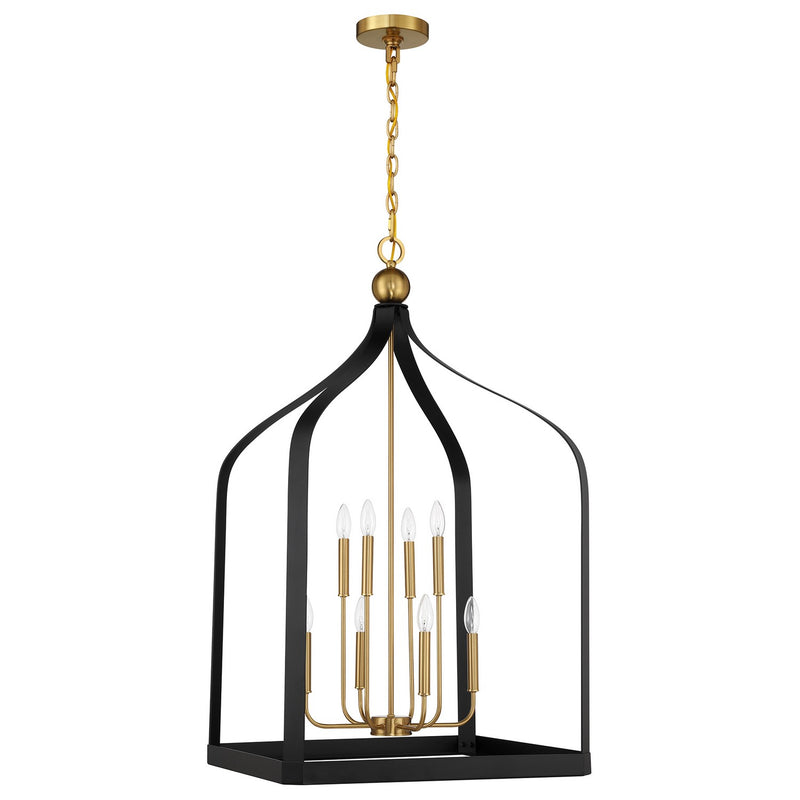 Savoy House 7-7800-8-143 Eight Light Pendant, Matte Black w/Warm Brass (2)