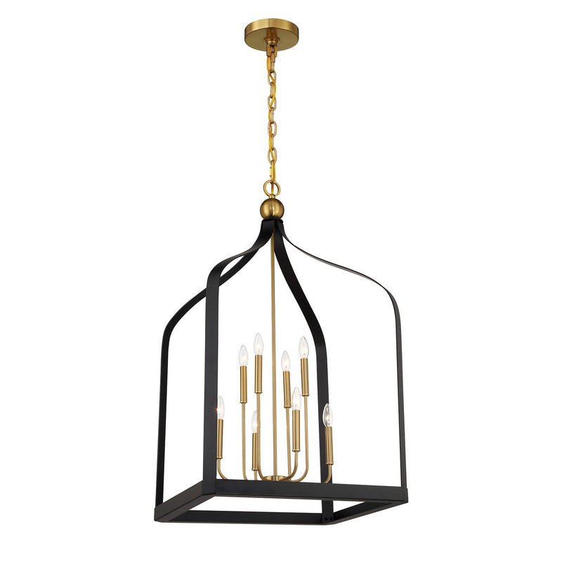 Savoy House 7-7800-8-143 Eight Light Pendant, Matte Black w/Warm Brass (3)