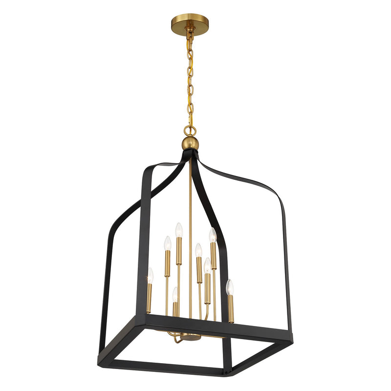 Savoy House 7-7800-8-143 Eight Light Pendant, Matte Black w/Warm Brass (4)