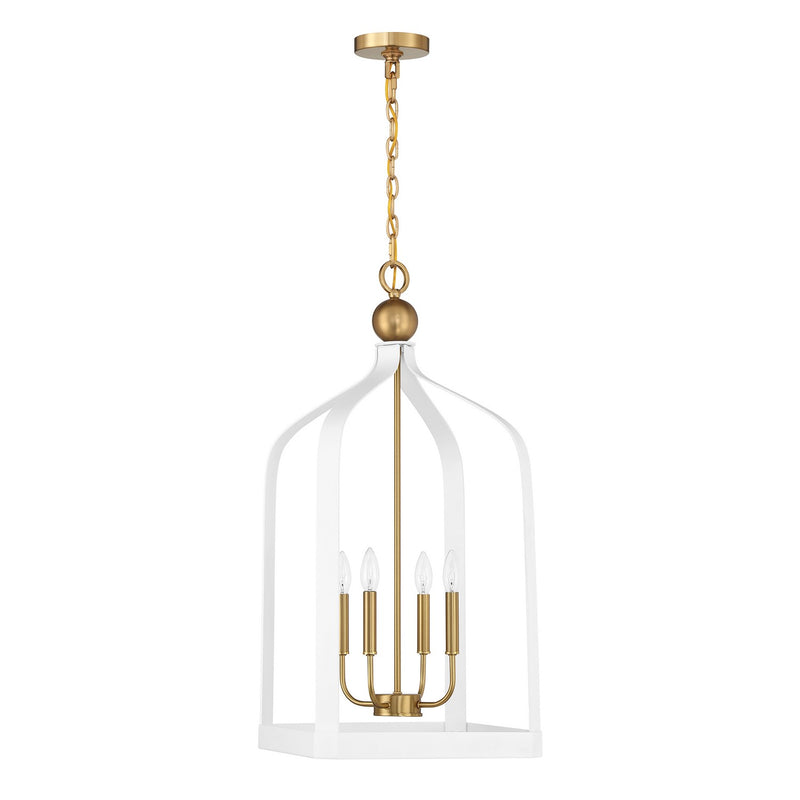Savoy House 7-7802-4-142 Four Light Pendant, White w/Warm Brass (2)