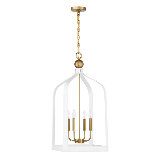 Savoy House 7-7802-4-142 Four Light Pendant, White w/Warm Brass (2)