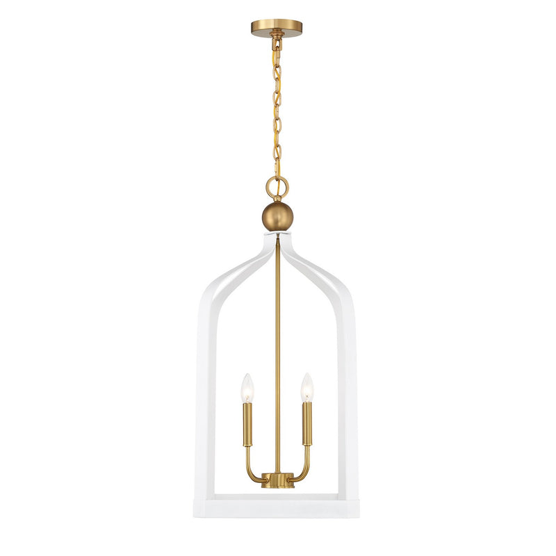 Savoy House 7-7802-4-142 Four Light Pendant, White w/Warm Brass (5)