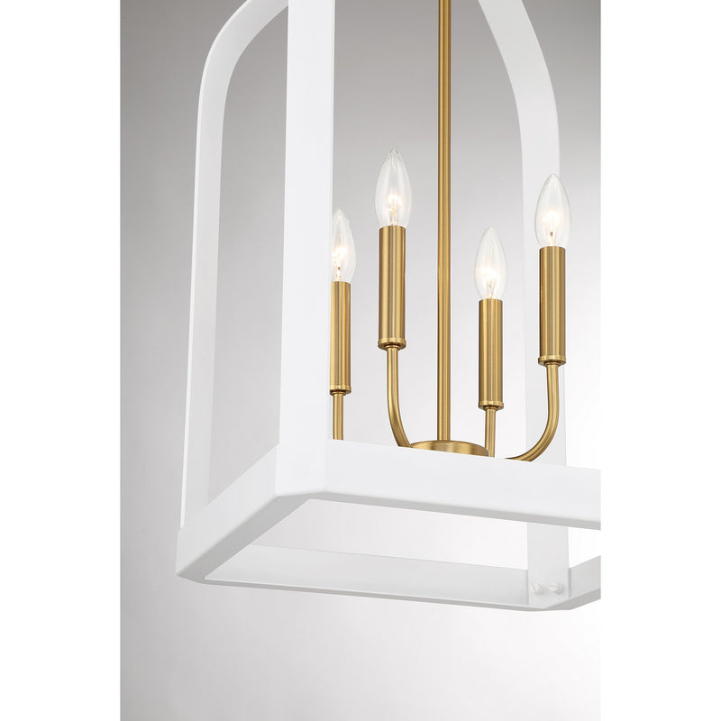 Savoy House 7-7802-4-142 Four Light Pendant, White w/Warm Brass (6)