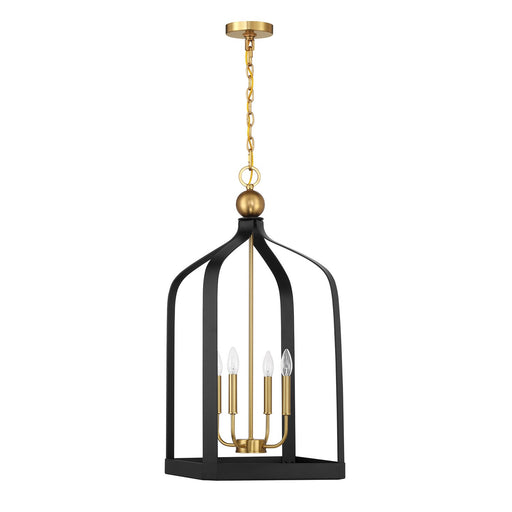 Savoy House 7-7802-4-143 Four Light Pendant, Matte Black w/Warm Brass (2)