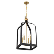 Savoy House 7-7802-4-143 Four Light Pendant, Matte Black w/Warm Brass (4)