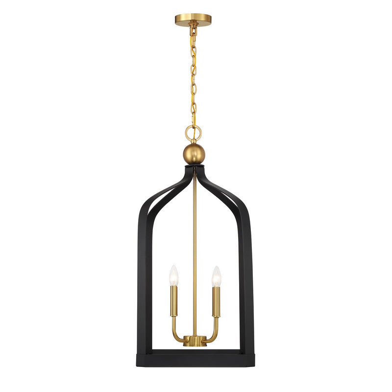 Savoy House 7-7802-4-143 Four Light Pendant, Matte Black w/Warm Brass (5)