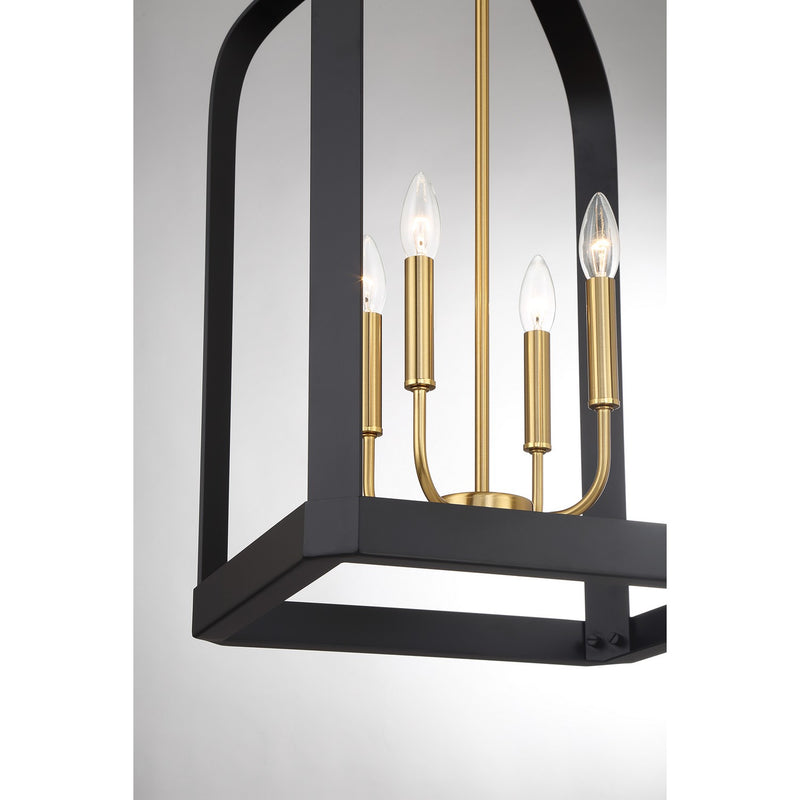 Savoy House 7-7802-4-143 Four Light Pendant, Matte Black w/Warm Brass (6)