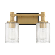 Savoy House 8-1102-2-143 Two Light Bathroom Vanity, Matte Black w/Warm Brass (2)