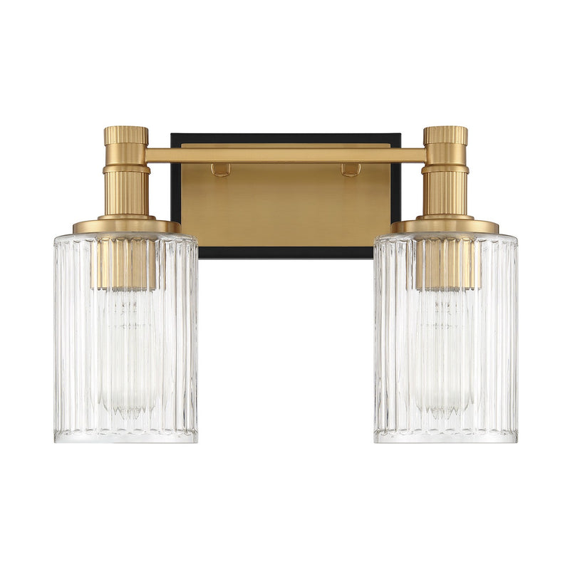 Savoy House 8-1102-2-143 Two Light Bathroom Vanity, Matte Black w/Warm Brass (2)