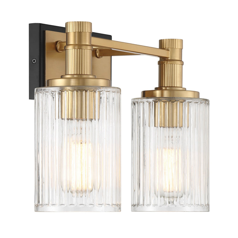 Savoy House 8-1102-2-143 Two Light Bathroom Vanity, Matte Black w/Warm Brass (4)