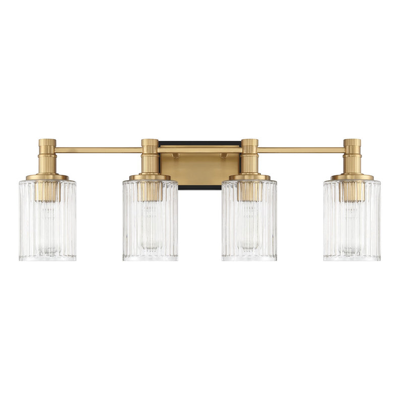Savoy House 8-1102-4-143 Four Light Bathroom Vanity, Matte Black w/Warm Brass (2)
