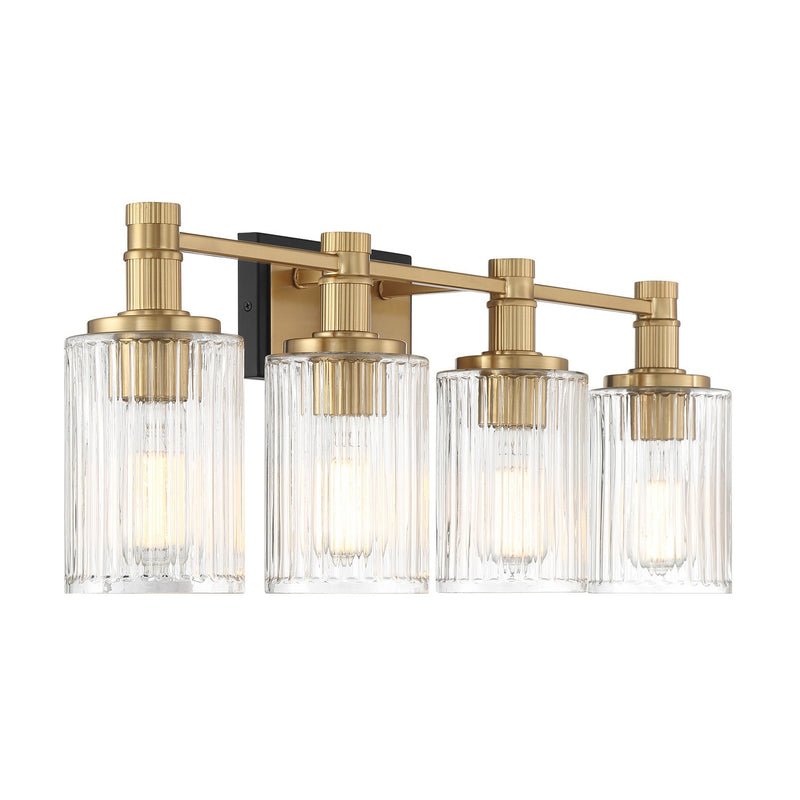 Savoy House 8-1102-4-143 Four Light Bathroom Vanity, Matte Black w/Warm Brass (4)