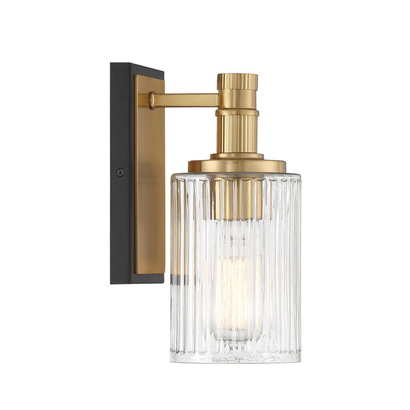 Savoy House 9-1102-1-143 One Light Bathroom Vanity, Matte Black w/Warm Brass (5)