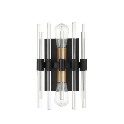 Savoy House 9-1935-2-143 Two Light Wall Sconce, Matte Black w/Warm Brass (2)