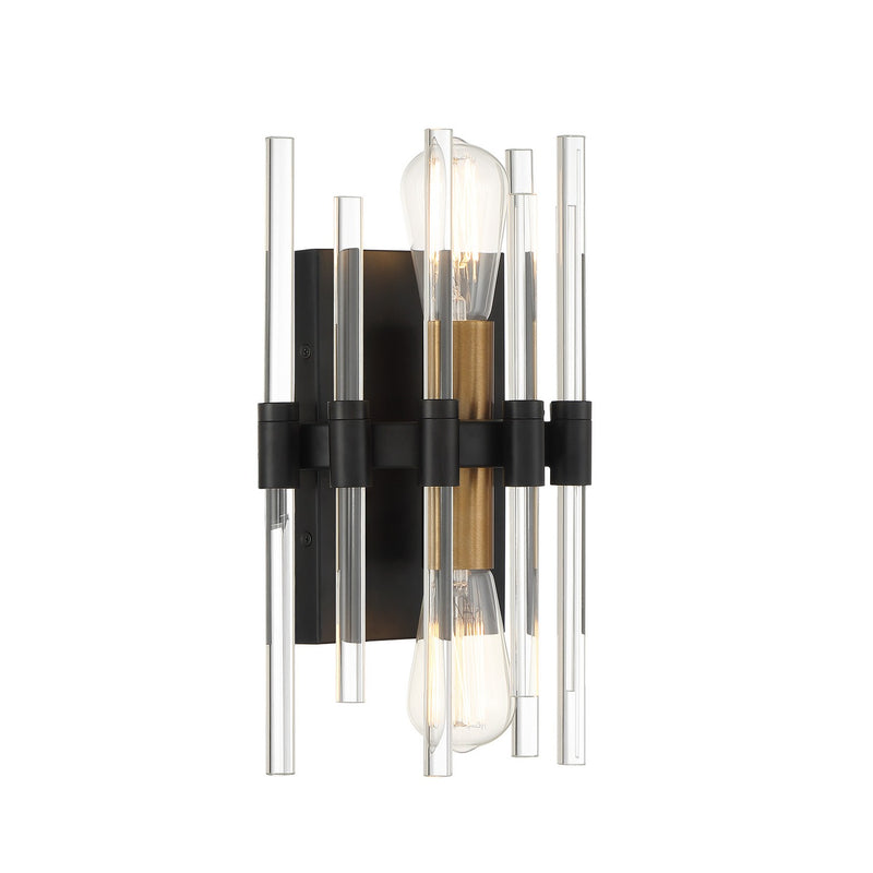 Savoy House 9-1935-2-143 Two Light Wall Sconce, Matte Black w/Warm Brass (4)
