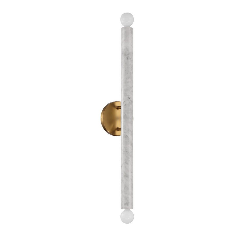 Savoy House 9-2901-2-264 Two Light Wall Sconce, White Marble w/Warm Brass (2)