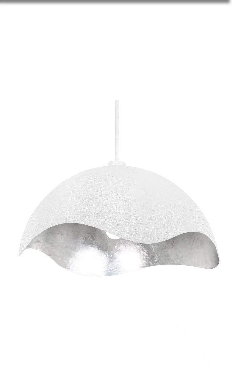George Kovacs P1915-736 Eclos One Light Pendant, Textured White With Silver Leaf Inside Alternate Image 2.jpg