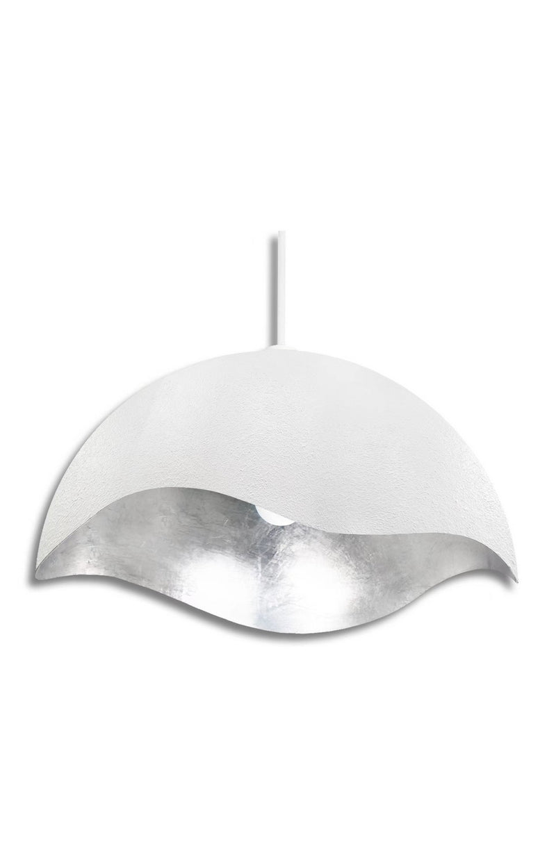 George Kovacs P1915-736 Eclos One Light Pendant, Textured White With Silver Leaf Inside Alternate Image 3.jpg