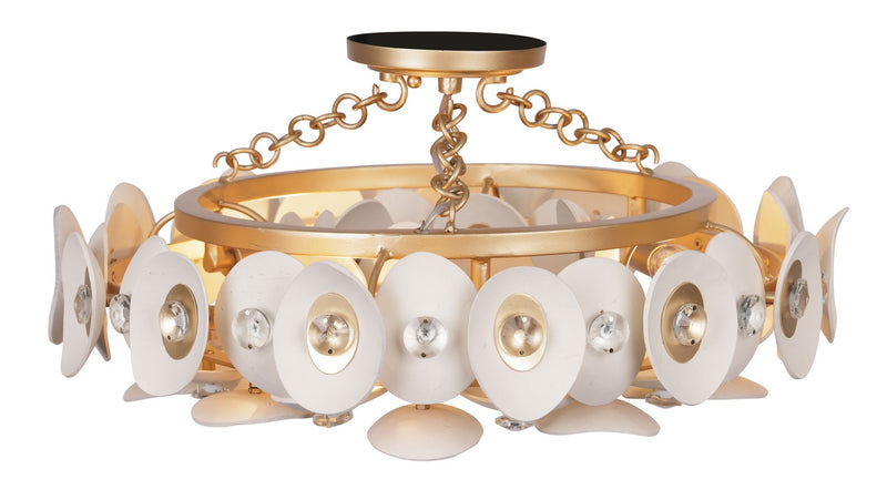 Metropolitan N1863-760 Niu Three Light Semi Flush Mount, Coconut Shell Gold / Coconut Shell White Alternate Image 2.jpg